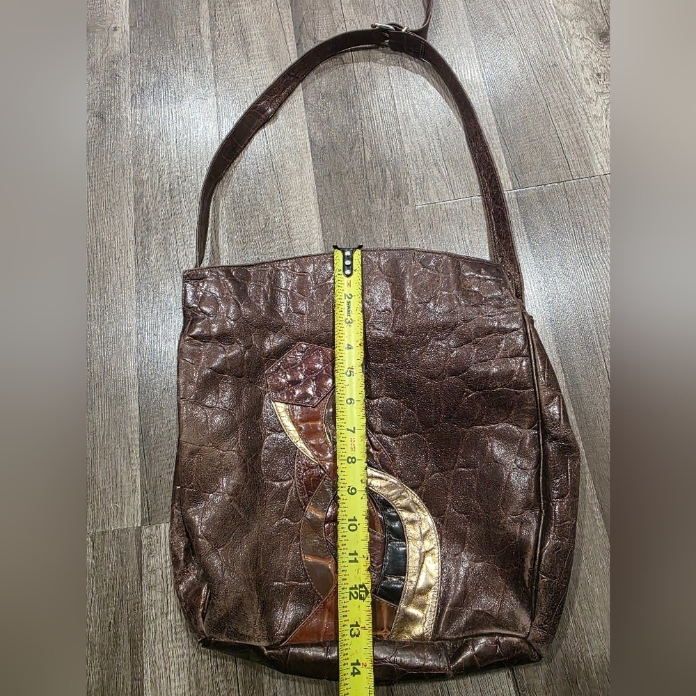 Boho Croc Embossed Patchwork Laptop Bag Casual Br… - image 5